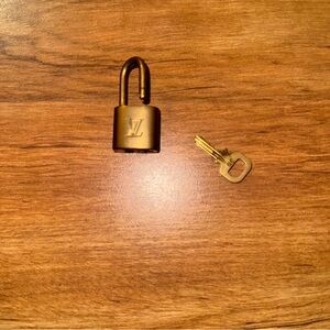 Louis Vuitton Brass Padlock and Key Set